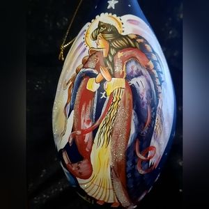 Mouth blown Christmas Ornament with hanger stand